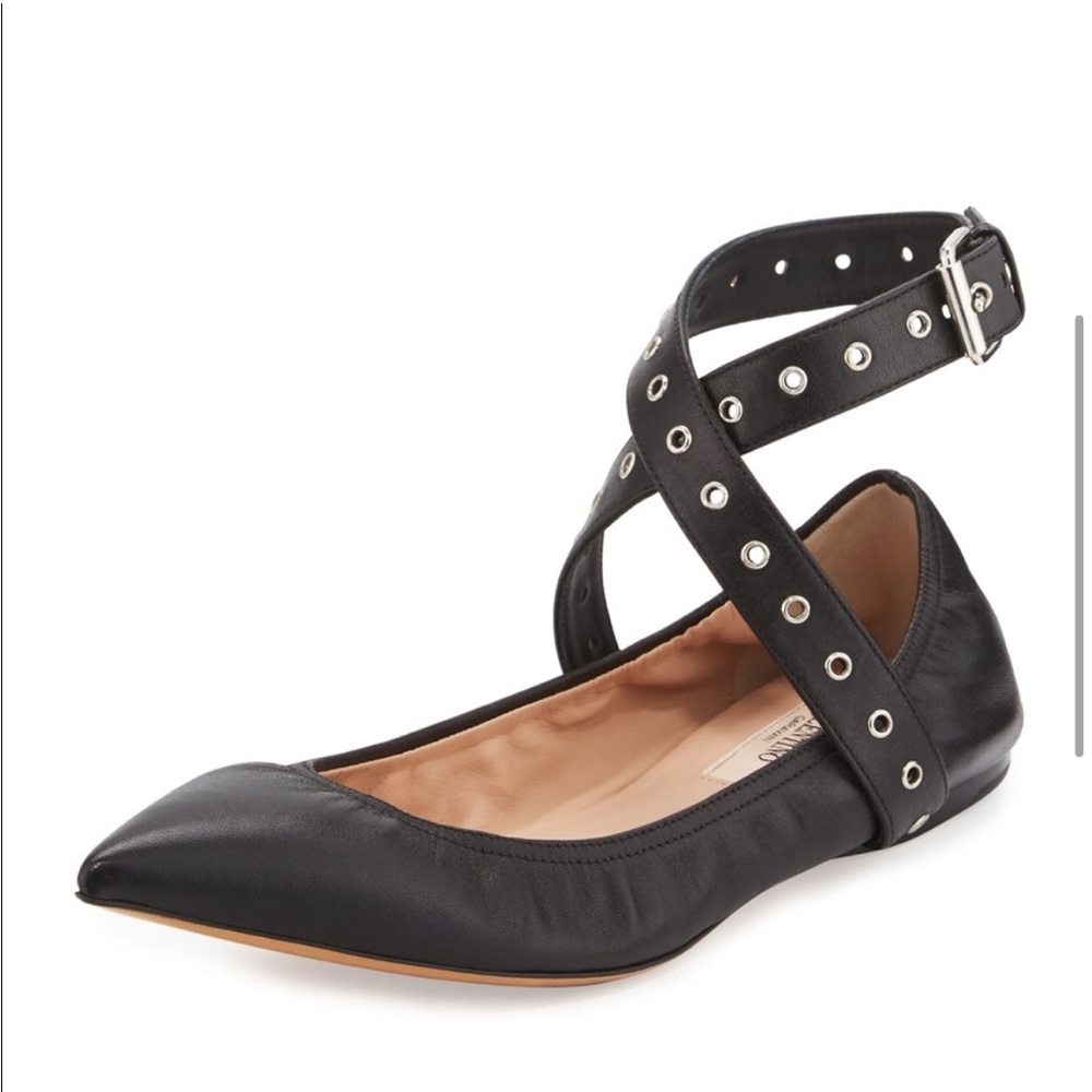 Valentino Love Latch Leather Ballet Flat